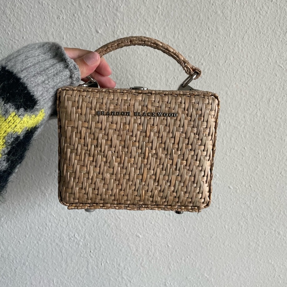 Brandon Blackwood Straw Woven Kendrick Mini Tote Crossbody
